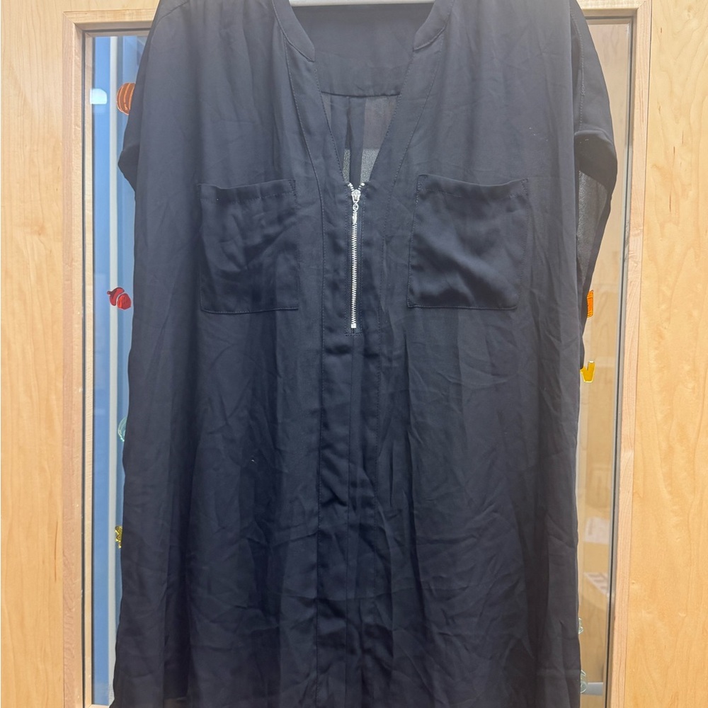 Torrid Black Blouse with Zipper Detail